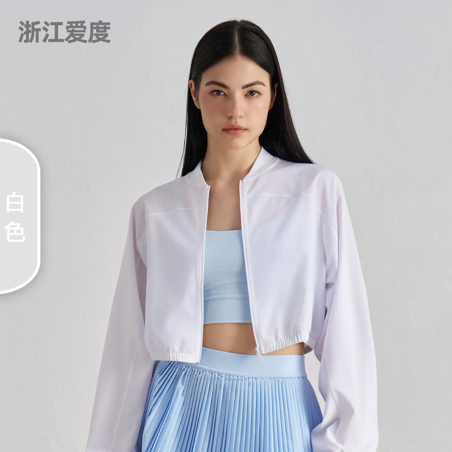 Woven sports jacket, light and breathable fitness top, waist design, outdoor casual slim yoga clothes workout top