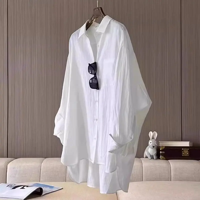White Shirt Women's French Temperament Loose Shirt Shirt Sunscreen Cardigan Long Sleeve Top womens tops women shirt