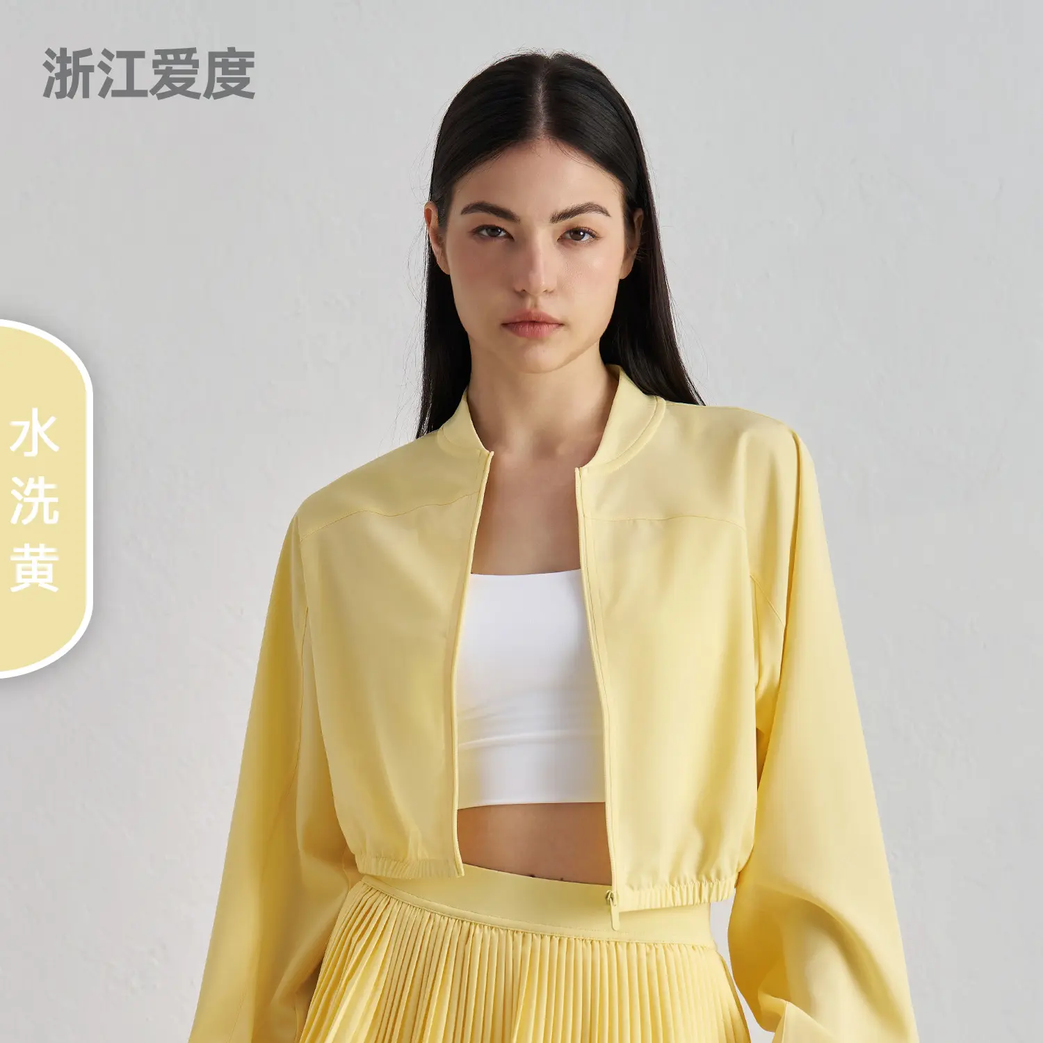 Woven sports jacket, light and breathable fitness top, waist design, outdoor casual slim yoga clothes workout top