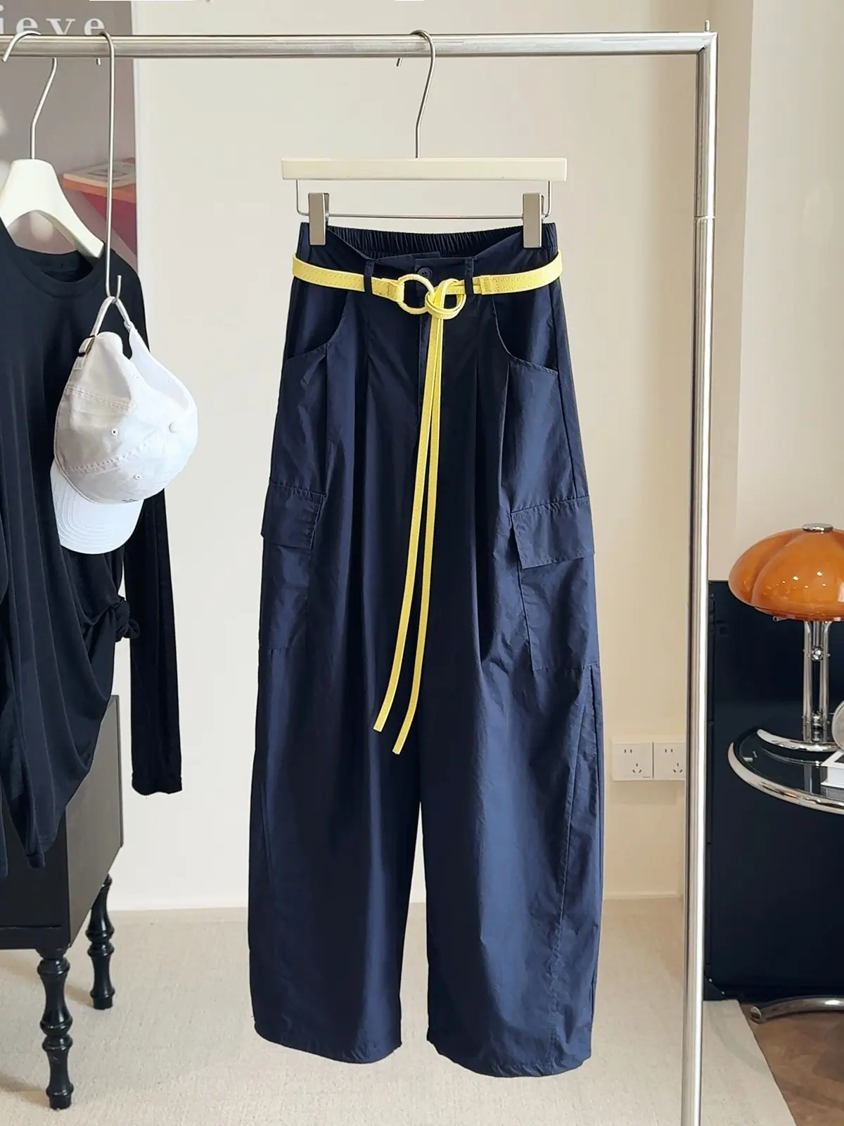 High waist and thin overalls women's summer new design sense casual loose and thin sunscreen wide-leg pants pants