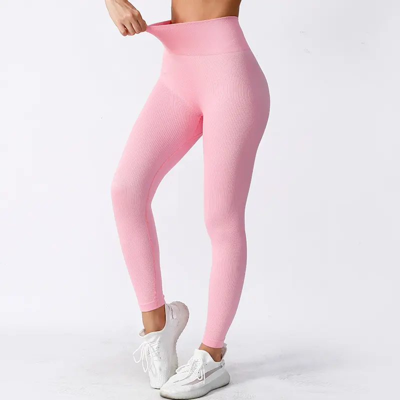 Yoga Pants Threaded Pilates Sports Leggings Seamless High Waist Hip Lift High Elastic Fitness Pants yoga pants
