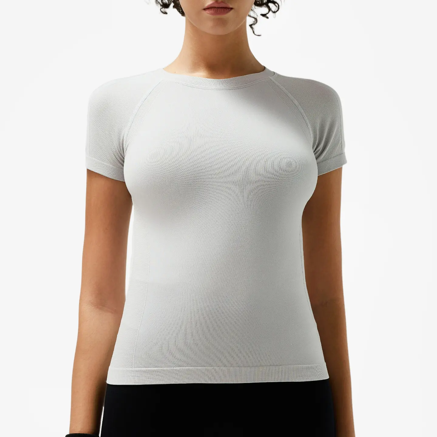 Crew neck fitness suit thin breathable quick-drying versatile sports running top women's waist and thin T-shirt short sleeves