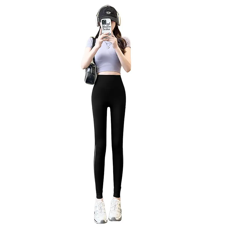 Wear ice skin mesh nine points thin shark pants belly lift hip yoga sunscreen leggings leggings sport women fitness