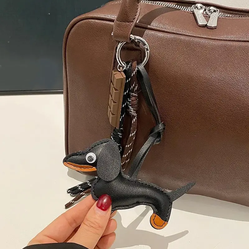 Handmade Keychain Woven Rope Dachshund Dog Bag Pendant Car Phone Accessory Christmas Couple Girl Gift