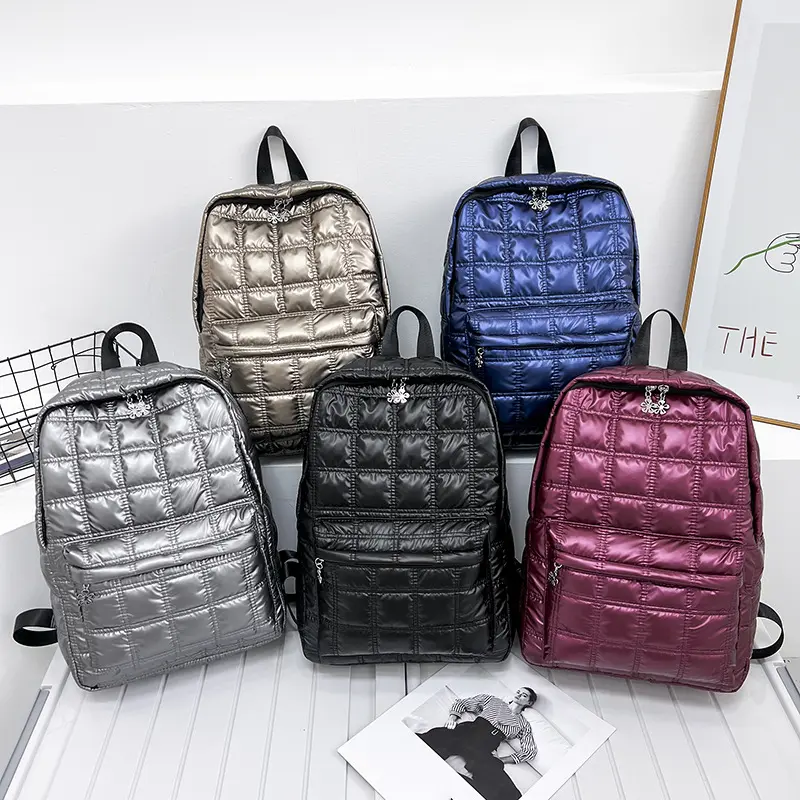 Casual Female Backpack Fashion Women School Bag Rucksack Large Capacity Space Cotton Quilted Plaid Travel Shoulder Bags For Girl