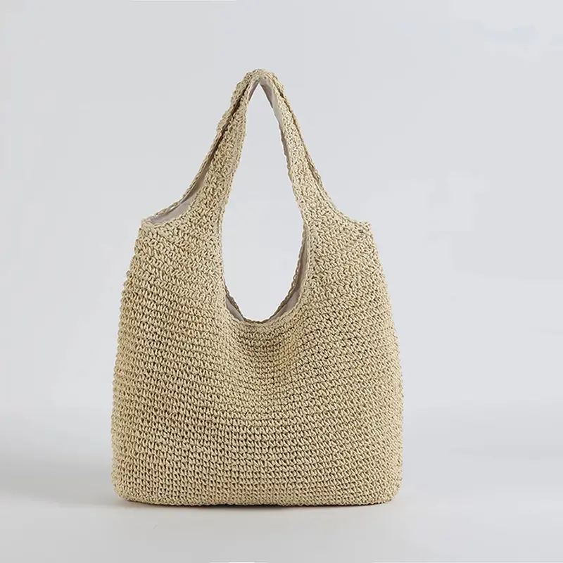 Fashion Rattan Straw Women Shoulder Bags Wikcer Woven Handbags Female Large Capacity Summer Beach Tote Bags Casual Shopper Purse