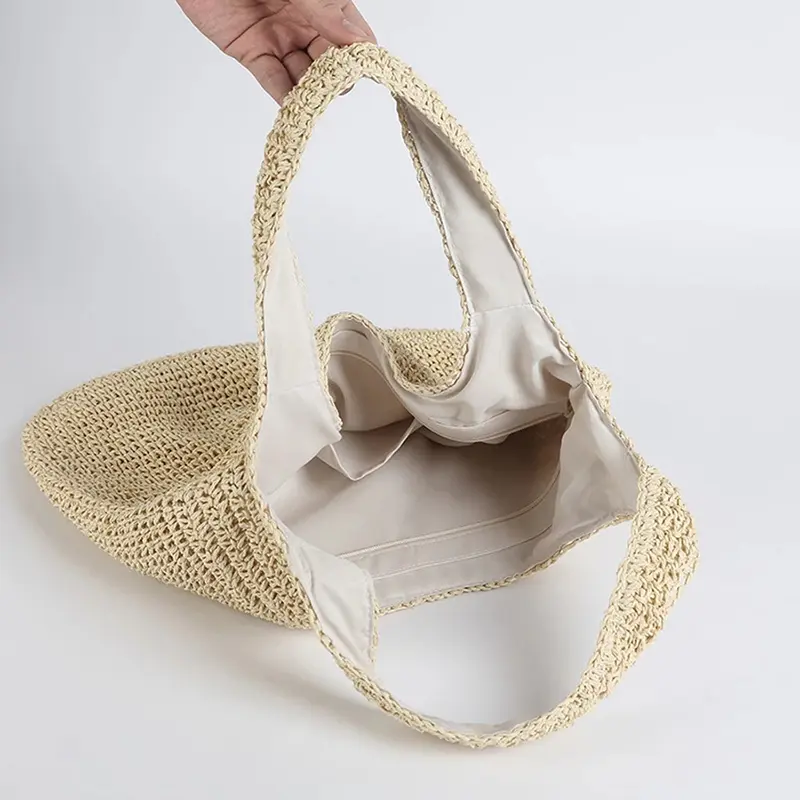 Fashion Rattan Straw Women Shoulder Bags Wikcer Woven Handbags Female Large Capacity Summer Beach Tote Bags Casual Shopper Purse