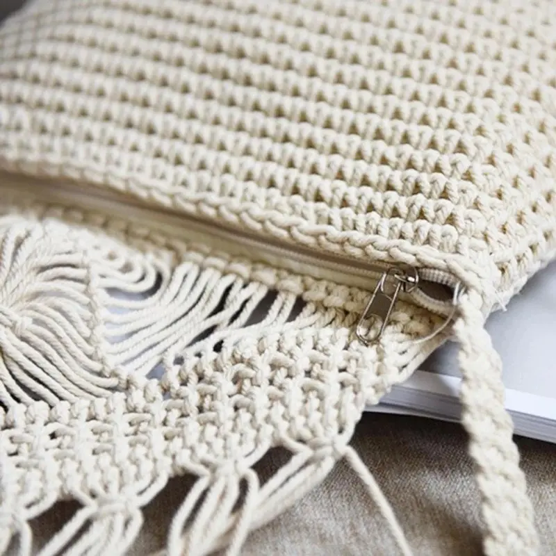 Summer Straw Woven Bags For Women Handmade Tassel Beach Crossbody Bag Raffia Rattan Knitted Travel Shoulder Messenger Bags Purse