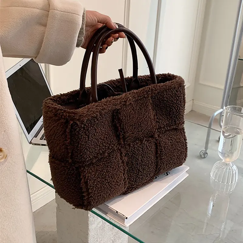 Winter Plush Shoulder Bags Women Faux Fur Solid Color Warm Handbags For Female Luxury Designer Big Capacity Tote Bolsa Feminina
