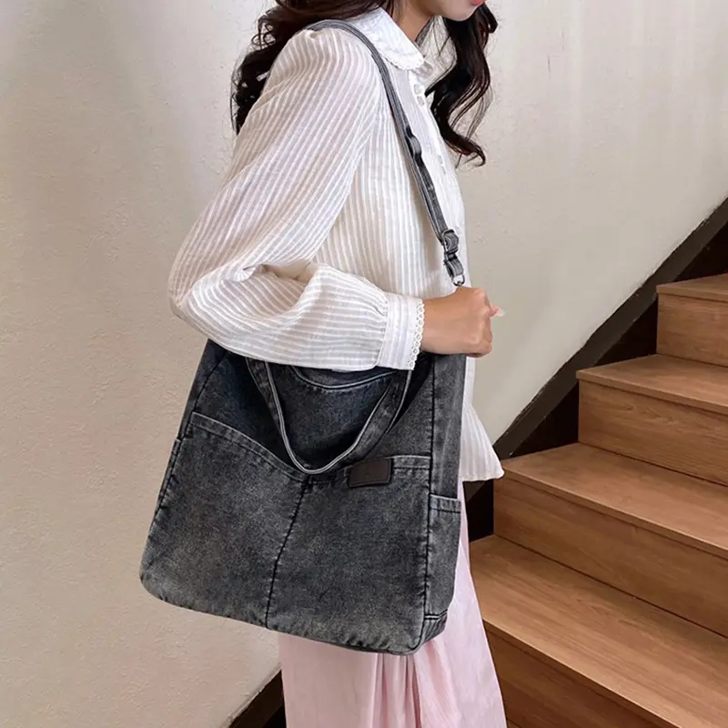 Denim Jeans Shoulder Crossbody Bag Girl Tote Fashion Trend Handbags Underarm Satchel Fashion Work Travel Bags