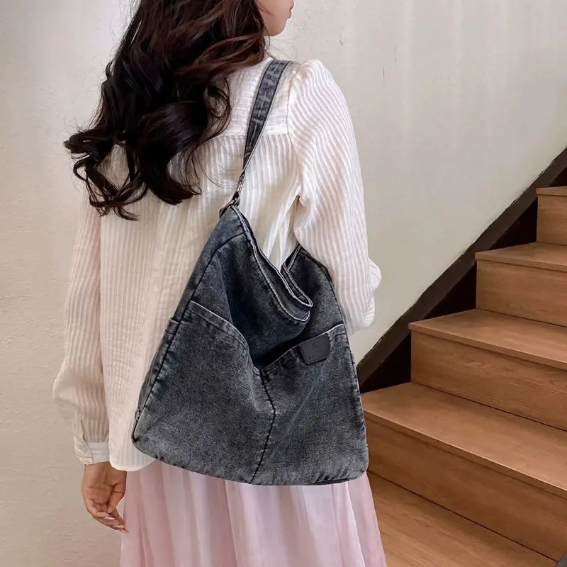 Denim Jeans Shoulder Crossbody Bag Girl Tote Fashion Trend Handbags Underarm Satchel Fashion Work Travel Bags