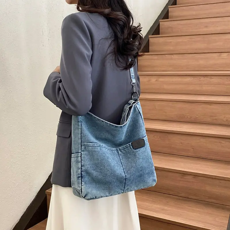 Denim Jeans Shoulder Crossbody Bag Girl Tote Fashion Trend Handbags Underarm Satchel Fashion Work Travel Bags