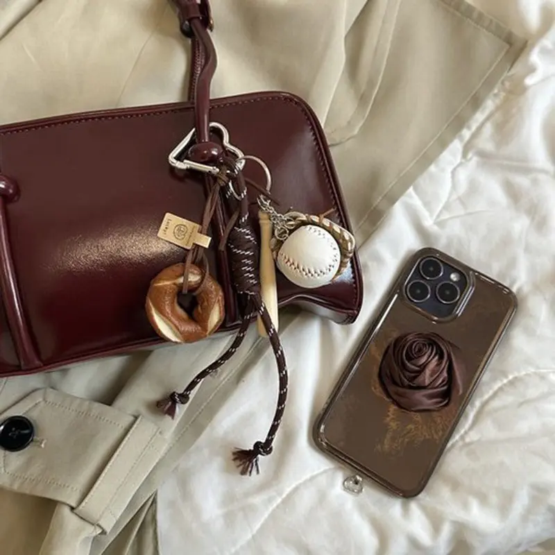 New Fashion Baseball Decor Sporty Style Key Chain Hand Woven Nylon Rope Bag Pendant Casual Trendy Bag Accessores