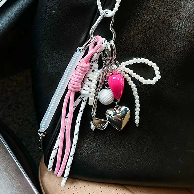 Handmade Wind Chime Baseball Bag Charm Keychain High DIY Original Sister Gift School Bag Hanging Decoration Luggage Pendant