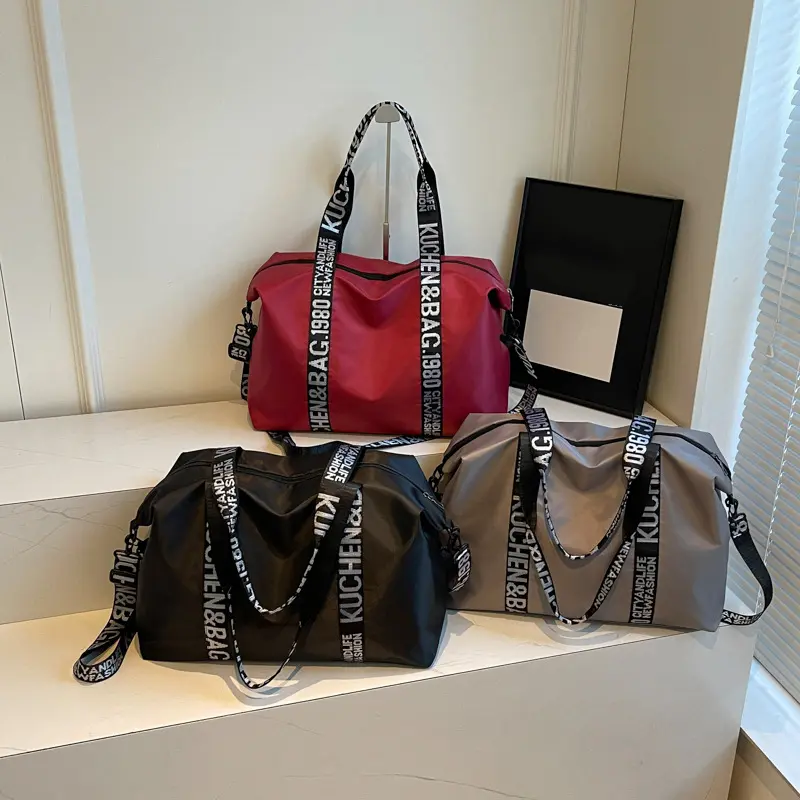 Large Capacity Fashion Oxford Cloth Travel Bag Letter Shoulder Strap Solid Color Casual Handbag Crossbody Bags for Women