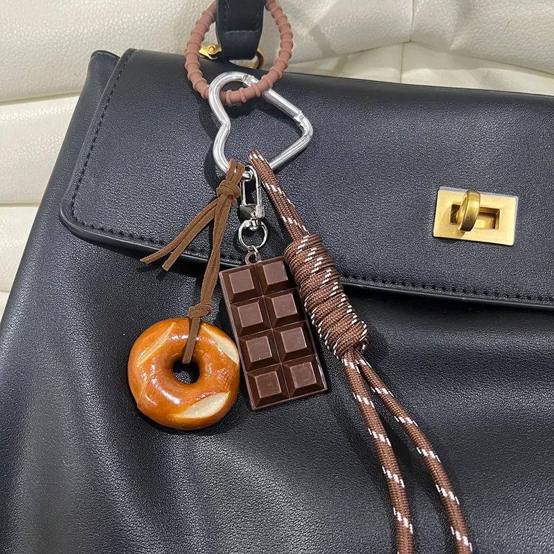 Brown Cute Alkaline Bread Korean Style INS Bag Pendant Chocolate Rope Keychain Decorative Hangin