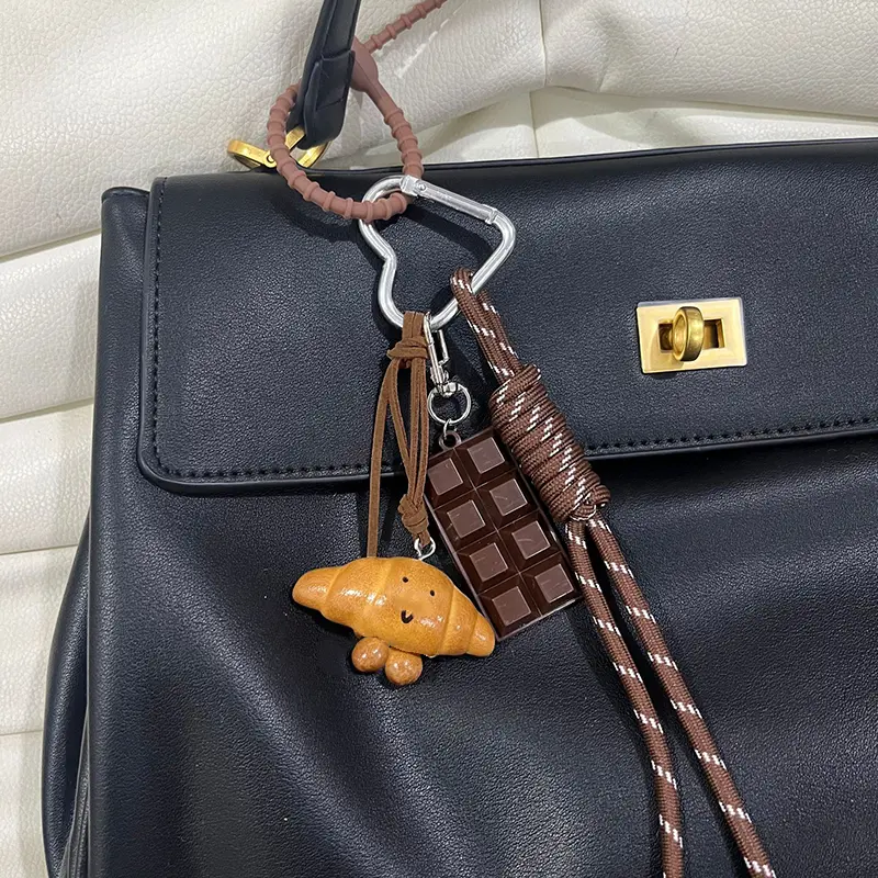 Brown Cute Alkaline Bread Korean Style INS Bag Pendant Chocolate Rope Keychain Decorative Hangin