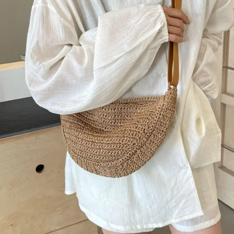 Summer Straw Crossbody Bags for Women New Fashion Shoulder Bags Lady Travel Handbags Female Handmade Weave Beach Bag