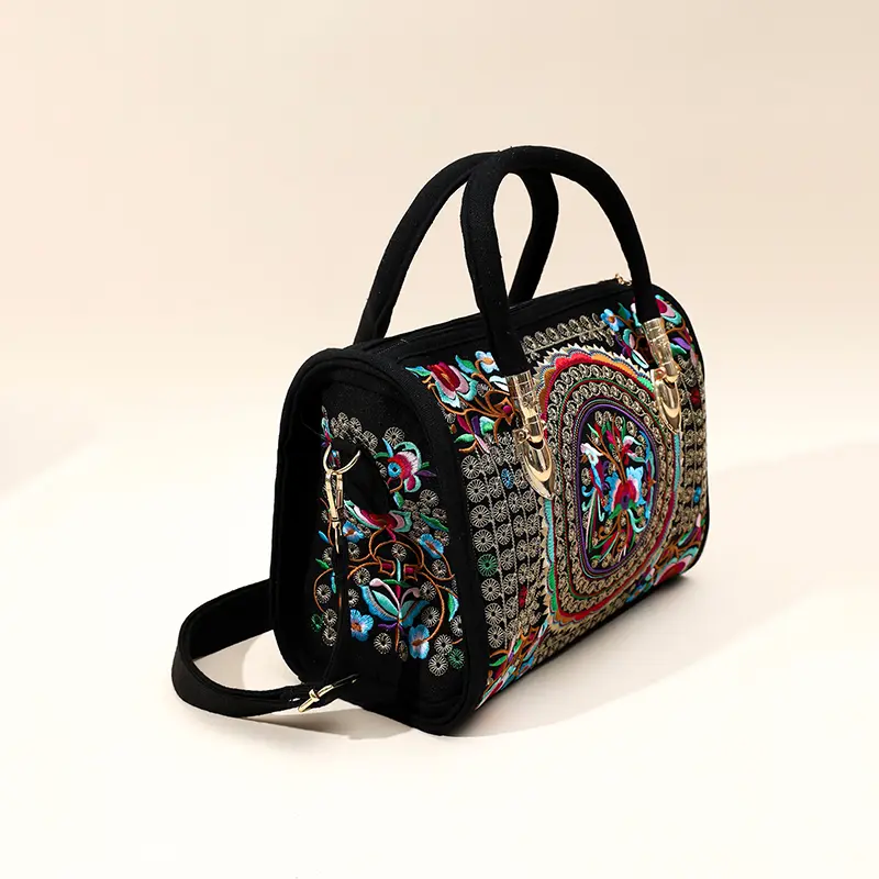 Handmade Embroidered Handbag Shopper Totes For Women Canvas Large Capacity Travel Bosotn Crossbody Bag Ladies Shoulder Bag