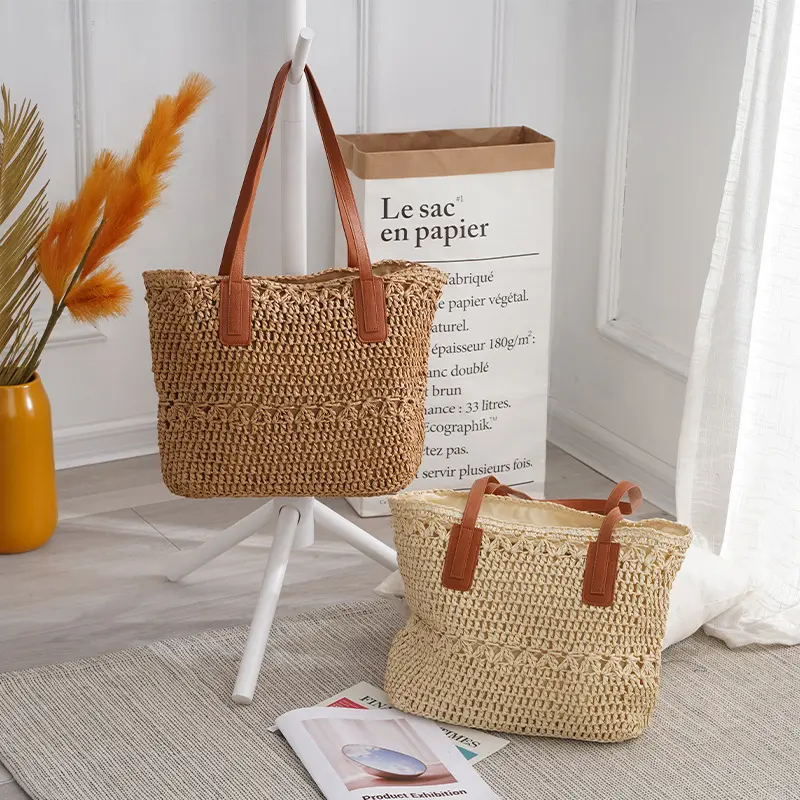 Beach Rattan Shoulder Bag Handmade Woven Straw Shopper Totes For Women Bohemian Summer Large Capacity Purse and Handbag  bolsa