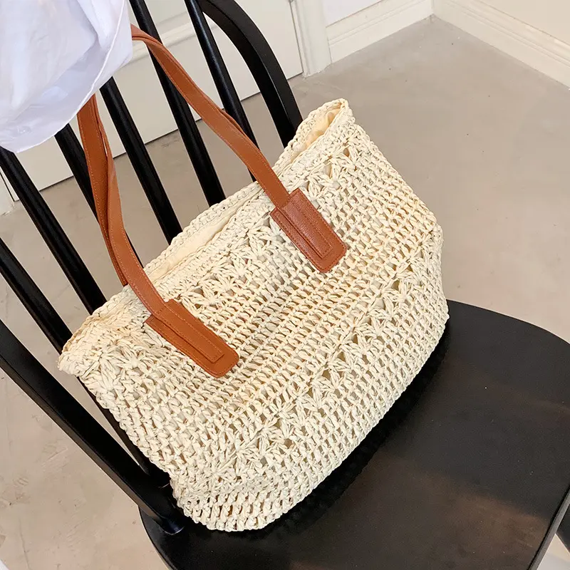 Beach Rattan Shoulder Bag Handmade Woven Straw Shopper Totes For Women Bohemian Summer Large Capacity Purse and Handbag  bolsa
