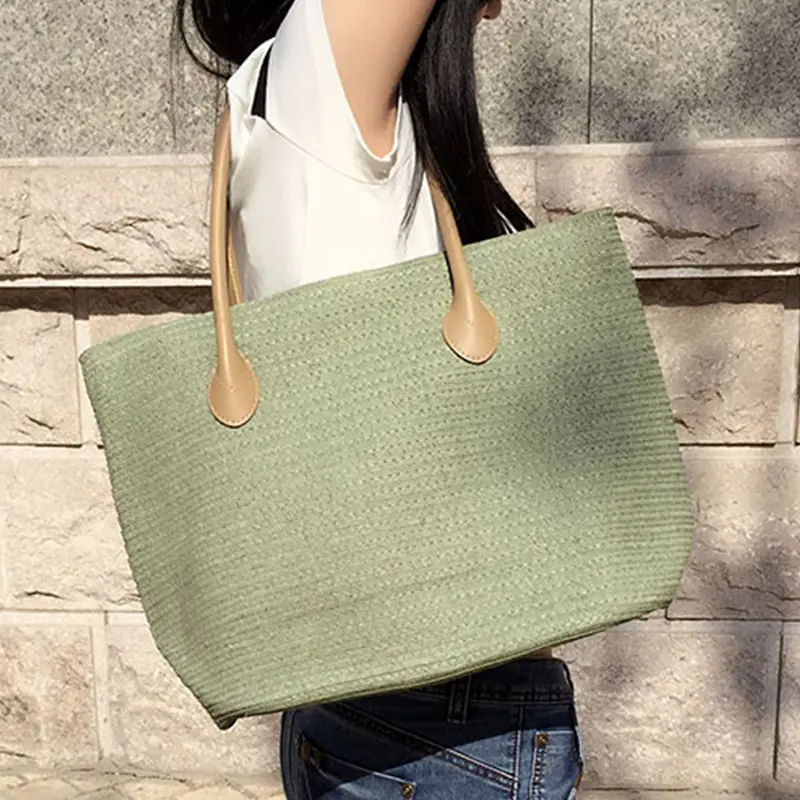 Large Capacity Straw Handbags For Women Simple Design Woven Shoulder Bag Travel Beach Bags Female Summer Bohemian Shopper Totes