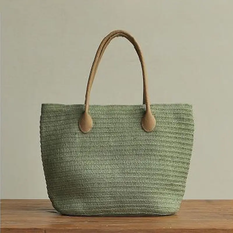 Large Capacity Straw Handbags For Women Simple Design Woven Shoulder Bag Travel Beach Bags Female Summer Bohemian Shopper Totes