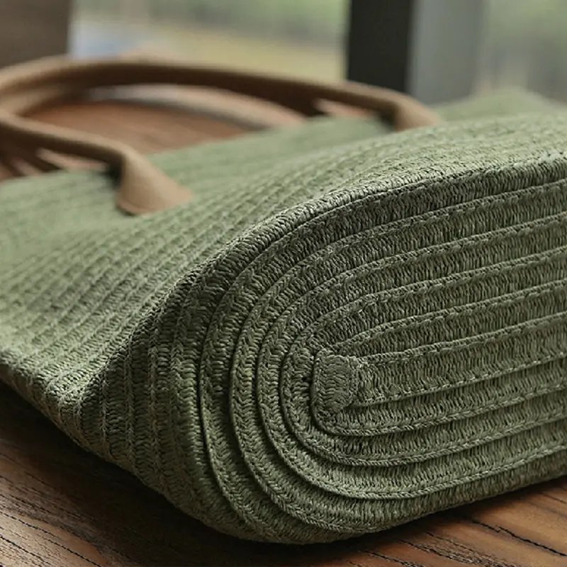 Large Capacity Straw Handbags For Women Simple Design Woven Shoulder Bag Travel Beach Bags Female Summer Bohemian Shopper Totes