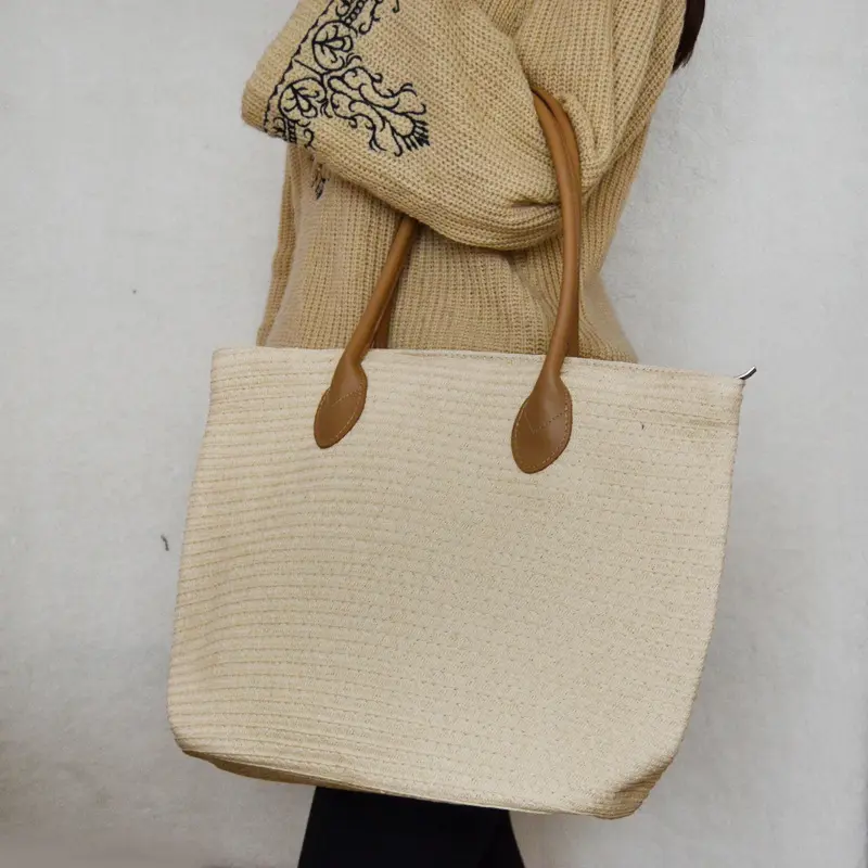 Large Capacity Straw Handbags For Women Simple Design Woven Shoulder Bag Travel Beach Bags Female Summer Bohemian Shopper Totes