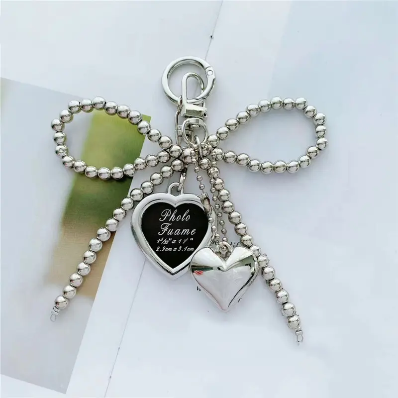 Fashon Bag Charm Bows Keychain Pendant Lovely Heart Keyrings Car Key Chain Bag's Hanging Ornament For Women