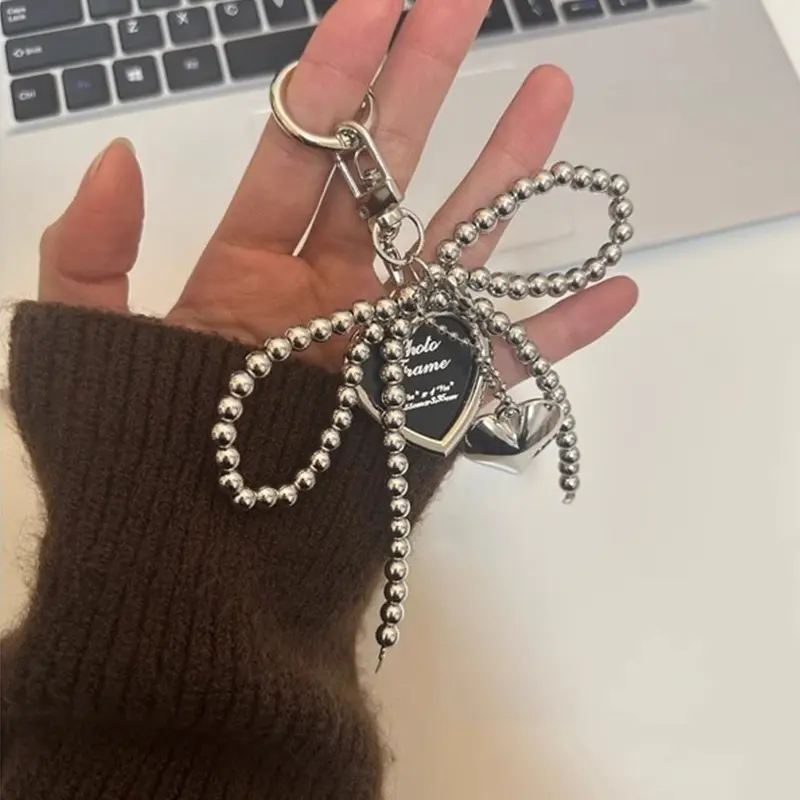 Fashon Bag Charm Bows Keychain Pendant Lovely Heart Keyrings Car Key Chain Bag's Hanging Ornament For Women