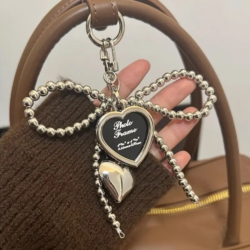 Fashon Bag Charm Bows Keychain Pendant Lovely Heart Keyrings Car Key Chain Bag's Hanging Ornament For Women