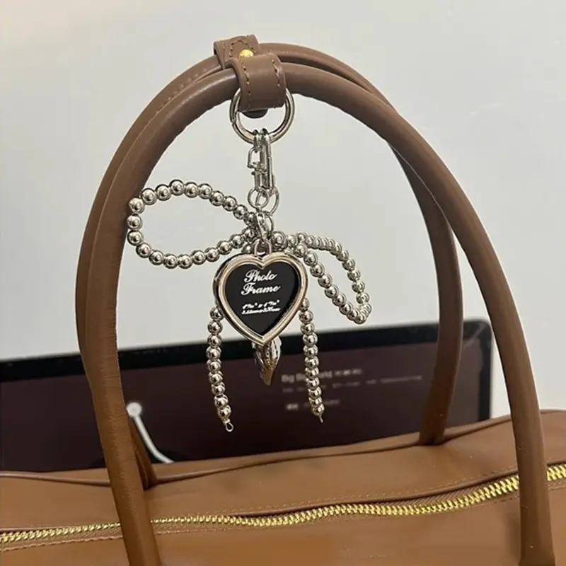 Fashon Bag Charm Bows Keychain Pendant Lovely Heart Keyrings Car Key Chain Bag's Hanging Ornament For Women
