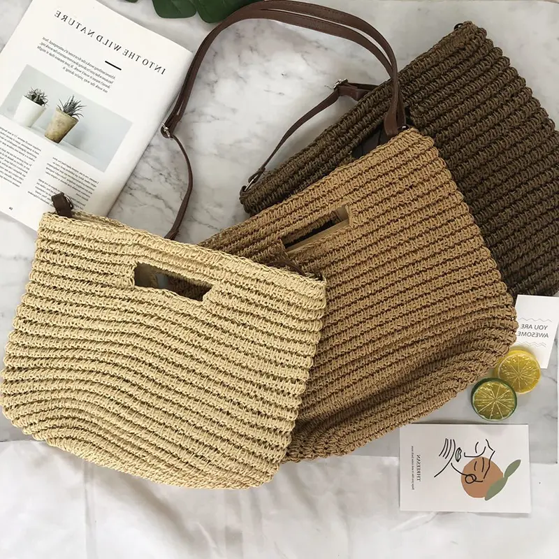 Wicker Woven Rattan Crossbody Bags for Women Summer Beach Straw Handbag Bohemia Travel Large Capacity Shoulder Shopper Totes