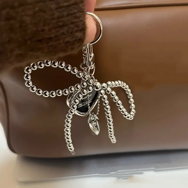 Fashon Bag Charm Bows Keychain Pendant Lovely Heart Keyrings Car Key Chain Bag's Hanging Ornament For Women