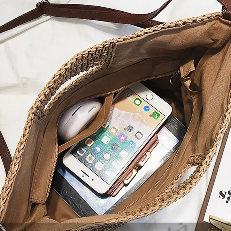 Wicker Woven Rattan Crossbody Bags for Women Summer Beach Straw Handbag Bohemia Travel Large Capacity Shoulder Shopper Totes