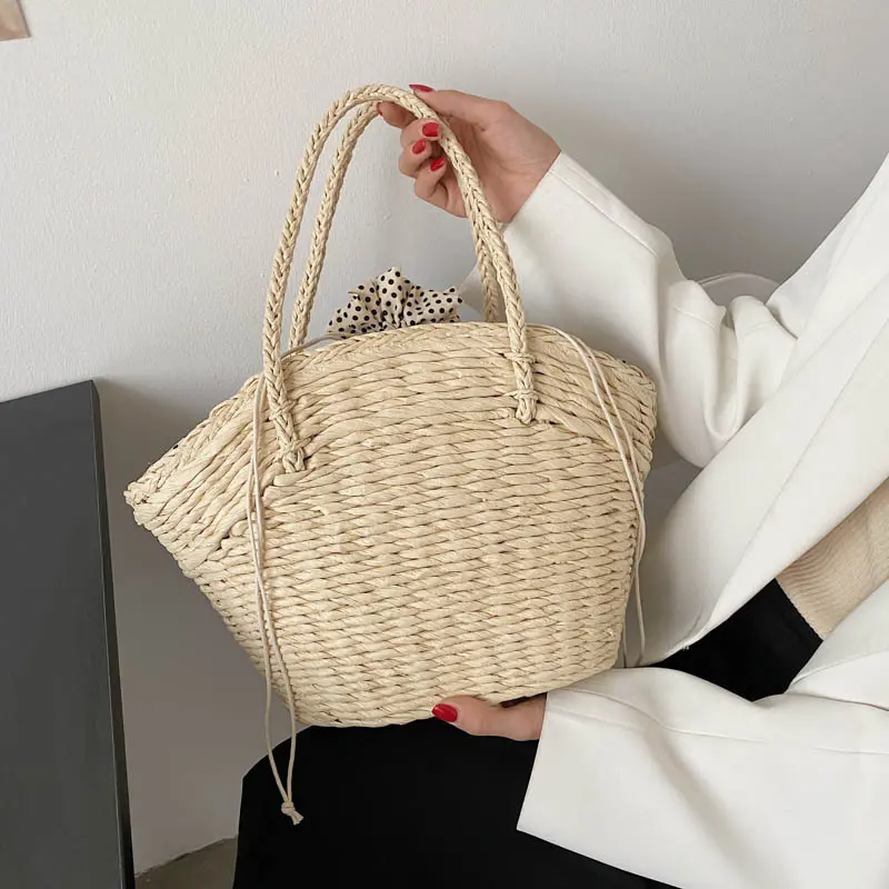 Straw Knitted Bags for Women Summer Hand-Woven Rattan Shoulder Bag Handmade Wicker Beach Tote Bags Bohemia Bali Handbag bolsos