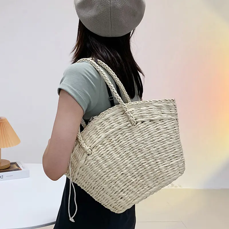 Straw Knitted Bags for Women Summer Hand-Woven Rattan Shoulder Bag Handmade Wicker Beach Tote Bags Bohemia Bali Handbag bolsos