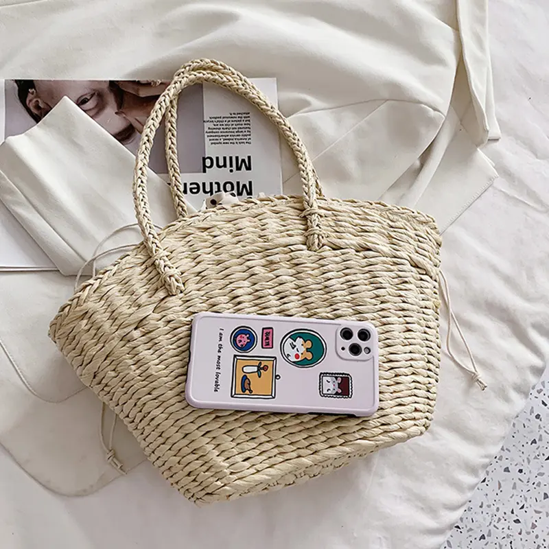 Straw Knitted Bags for Women Summer Hand-Woven Rattan Shoulder Bag Handmade Wicker Beach Tote Bags Bohemia Bali Handbag bolsos