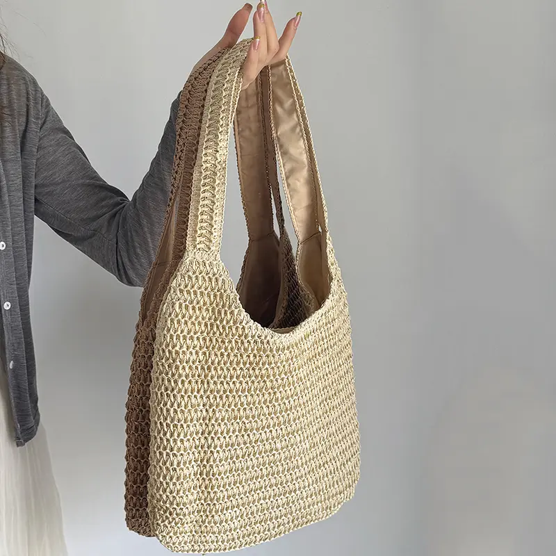 Straw Beach Bag Hobo Handbag Large Capacity Summer Shoulder Bag Casual Tote Bag for Women