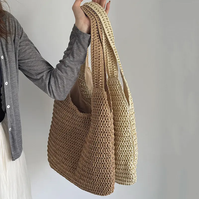 Straw Beach Bag Hobo Handbag Large Capacity Summer Shoulder Bag Casual Tote Bag for Women