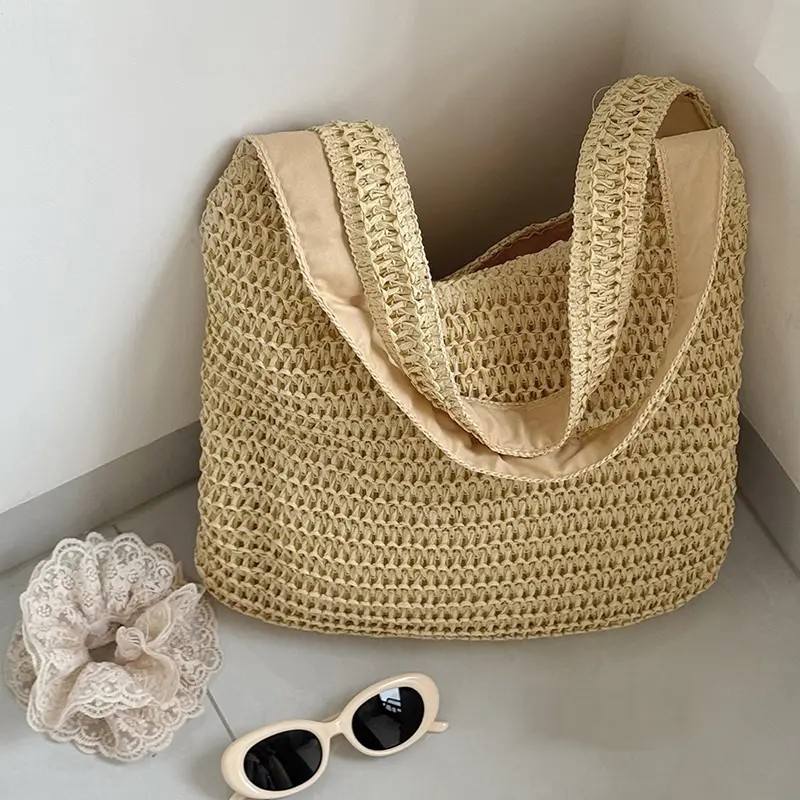 Straw Beach Bag Hobo Handbag Large Capacity Summer Shoulder Bag Casual Tote Bag for Women