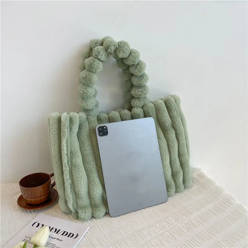 Faux Fur Shopper Tote Bag for Women Soft Furry Plush Crossbody Bags Designer Top-handle Handbags Warm Purses Bolsa Feminina