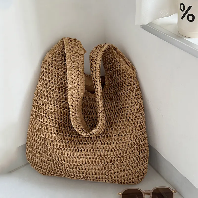 Straw Beach Bag Hobo Handbag Large Capacity Summer Shoulder Bag Casual Tote Bag for Women