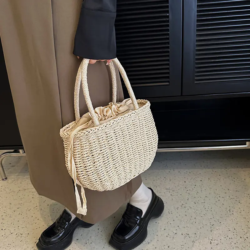 Women's Straw Bag Summer Handwoven Handbag Wallet Beach Bag Bohemian Bali Top Handle Bags