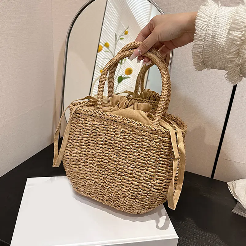 Women's Straw Bag Summer Handwoven Handbag Wallet Beach Bag Bohemian Bali Top Handle Bags