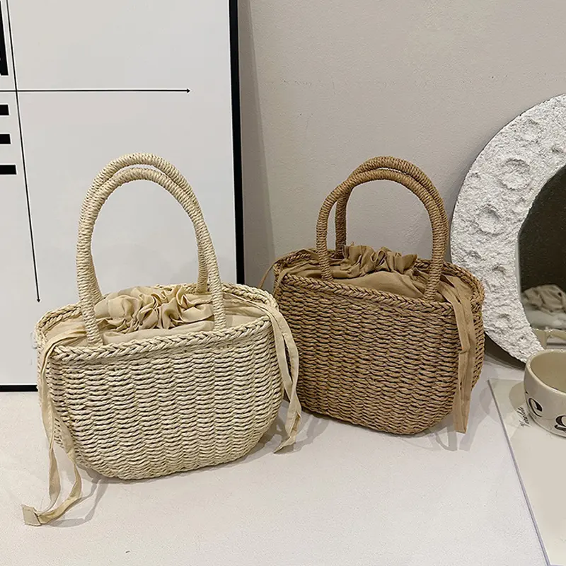 Women's Straw Bag Summer Handwoven Handbag Wallet Beach Bag Bohemian Bali Top Handle Bags