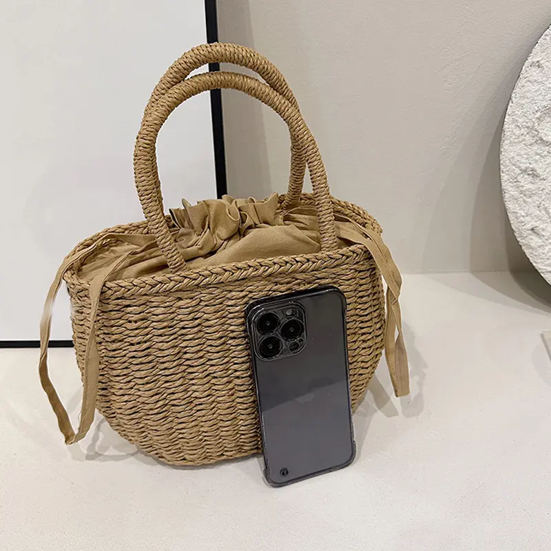 Women's Straw Bag Summer Handwoven Handbag Wallet Beach Bag Bohemian Bali Top Handle Bags