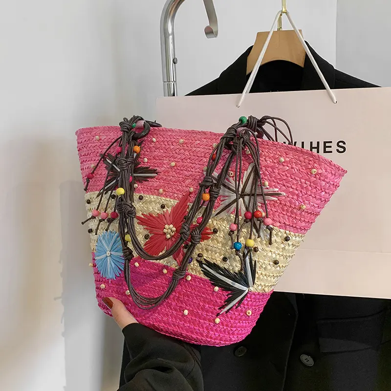 Casual Straw Large Capacity Shopper Tote Fashion Design Wicker Woven Purse and Handbag For Women Summer Travel Beach Bag bolsa