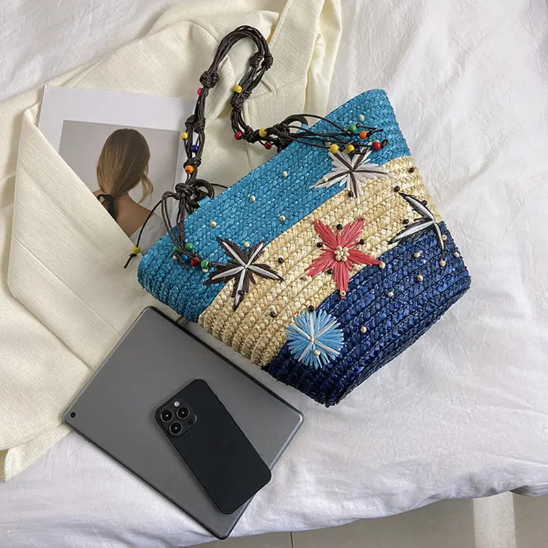 Casual Straw Large Capacity Shopper Tote Fashion Design Wicker Woven Purse and Handbag For Women Summer Travel Beach Bag bolsa